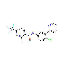 Cc1nc(C(F)(F)F)ccc1C(=O)Nc1ccc(Cl)c(-c2ccccn2)c1 ZINC000045287171