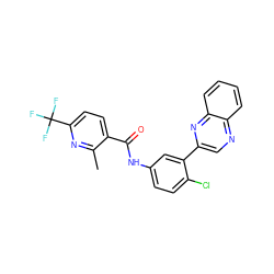 Cc1nc(C(F)(F)F)ccc1C(=O)Nc1ccc(Cl)c(-c2cnc3ccccc3n2)c1 ZINC000045257595