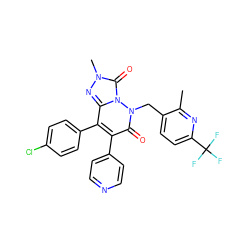 Cc1nc(C(F)(F)F)ccc1Cn1c(=O)c(-c2ccncc2)c(-c2ccc(Cl)cc2)c2nn(C)c(=O)n21 ZINC000169346543