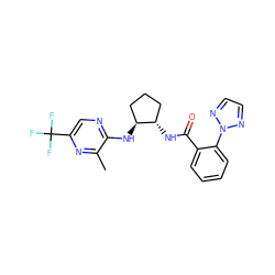 Cc1nc(C(F)(F)F)cnc1N[C@H]1CCC[C@@H]1NC(=O)c1ccccc1-n1nccn1 ZINC001772599530