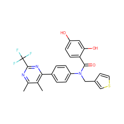 Cc1nc(C(F)(F)F)nc(-c2ccc(N(Cc3ccsc3)C(=O)c3ccc(O)cc3O)cc2)c1C ZINC000653670288