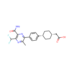 Cc1nc(C(F)F)c(C(N)=O)nc1-c1ccc([C@H]2CC[C@@H](CC(=O)O)CC2)cc1 ZINC000118455283