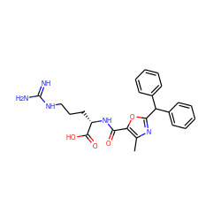 Cc1nc(C(c2ccccc2)c2ccccc2)oc1C(=O)N[C@@H](CCCNC(=N)N)C(=O)O ZINC000299837558