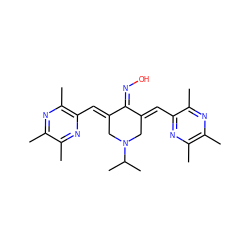 Cc1nc(C)c(/C=C2\CN(C(C)C)C/C(=C\c3nc(C)c(C)nc3C)C2=NO)nc1C ZINC001772579610