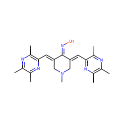 Cc1nc(C)c(/C=C2\CN(C)C/C(=C\c3nc(C)c(C)nc3C)C2=NO)nc1C ZINC001772640658