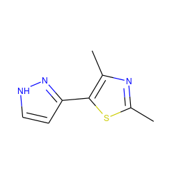 Cc1nc(C)c(-c2cc[nH]n2)s1 ZINC000000141259