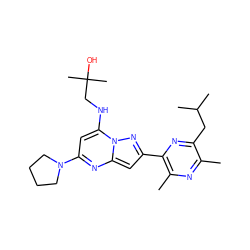 Cc1nc(C)c(-c2cc3nc(N4CCCC4)cc(NCC(C)(C)O)n3n2)nc1CC(C)C ZINC000118828759