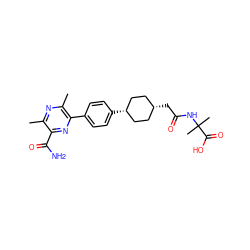 Cc1nc(C)c(-c2ccc([C@H]3CC[C@@H](CC(=O)NC(C)(C)C(=O)O)CC3)cc2)nc1C(N)=O ZINC000118457372