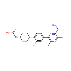 Cc1nc(C)c(-c2ccc([C@H]3CC[C@@H](CC(=O)O)CC3)c(Cl)c2)nc1C(N)=O ZINC000101581669