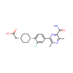 Cc1nc(C)c(-c2ccc([C@H]3CC[C@@H](CC(=O)O)CC3)c(F)c2)nc1C(N)=O ZINC000101581678