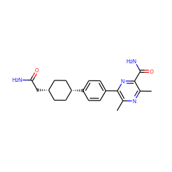 Cc1nc(C)c(-c2ccc([C@H]3CC[C@@H](CC(N)=O)CC3)cc2)nc1C(N)=O ZINC000118448016