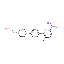 Cc1nc(C)c(-c2ccc([C@H]3CC[C@@H](CCO)CC3)cc2)nc1C(N)=O ZINC000118461509