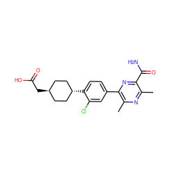 Cc1nc(C)c(-c2ccc([C@H]3CC[C@H](CC(=O)O)CC3)c(Cl)c2)nc1C(N)=O ZINC000101581690