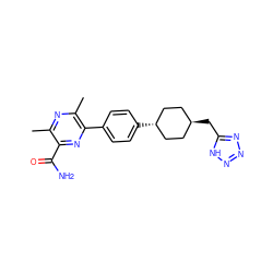 Cc1nc(C)c(-c2ccc([C@H]3CC[C@H](Cc4nnn[nH]4)CC3)cc2)nc1C(N)=O ZINC000254134047