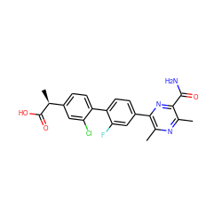 Cc1nc(C)c(-c2ccc(-c3ccc([C@H](C)C(=O)O)cc3Cl)c(F)c2)nc1C(N)=O ZINC000068247808