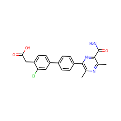 Cc1nc(C)c(-c2ccc(-c3ccc(CC(=O)O)c(Cl)c3)cc2)nc1C(N)=O ZINC000103298717