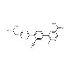 Cc1nc(C)c(-c2ccc(-c3ccc(CC(=O)O)cc3)c(C#N)c2)nc1C(N)=O ZINC000103298691