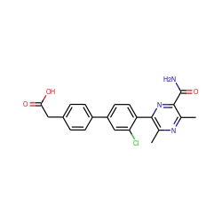 Cc1nc(C)c(-c2ccc(-c3ccc(CC(=O)O)cc3)cc2Cl)nc1C(N)=O ZINC000103298720