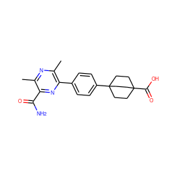 Cc1nc(C)c(-c2ccc(C34CCC(C(=O)O)(CC3)CC4)cc2)nc1C(N)=O ZINC000095571659