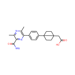 Cc1nc(C)c(-c2ccc(C34CCC(CC(=O)O)(CC3)CC4)cc2)nc1C(N)=O ZINC000095579352