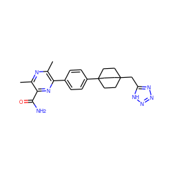 Cc1nc(C)c(-c2ccc(C34CCC(Cc5nnn[nH]5)(CC3)CC4)cc2)nc1C(N)=O ZINC000095572891