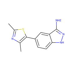 Cc1nc(C)c(-c2ccc3[nH]nc(N)c3c2)s1 ZINC000040379886