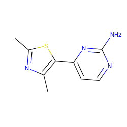 Cc1nc(C)c(-c2ccnc(N)n2)s1 ZINC000000141286