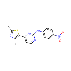 Cc1nc(C)c(-c2ccnc(Nc3ccc([N+](=O)[O-])cc3)n2)s1 ZINC000013559877