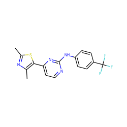 Cc1nc(C)c(-c2ccnc(Nc3ccc(C(F)(F)F)cc3)n2)s1 ZINC000000603047