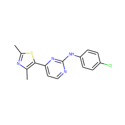 Cc1nc(C)c(-c2ccnc(Nc3ccc(Cl)cc3)n2)s1 ZINC000013559861