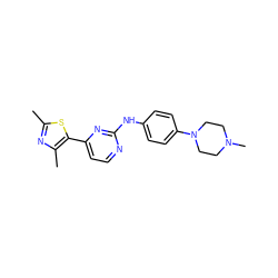 Cc1nc(C)c(-c2ccnc(Nc3ccc(N4CCN(C)CC4)cc3)n2)s1 ZINC000070460157