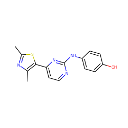 Cc1nc(C)c(-c2ccnc(Nc3ccc(O)cc3)n2)s1 ZINC000013559869