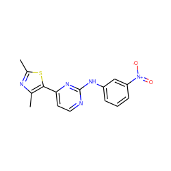 Cc1nc(C)c(-c2ccnc(Nc3cccc([N+](=O)[O-])c3)n2)s1 ZINC000013559871