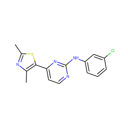 Cc1nc(C)c(-c2ccnc(Nc3cccc(Cl)c3)n2)s1 ZINC000013559860