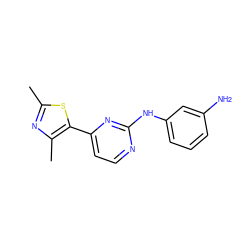 Cc1nc(C)c(-c2ccnc(Nc3cccc(N)c3)n2)s1 ZINC000013559878