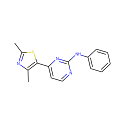 Cc1nc(C)c(-c2ccnc(Nc3ccccc3)n2)s1 ZINC000012354796