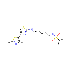 Cc1nc(C)c(-c2csc(NCCCCCNS(=O)(=O)C(C)C)n2)s1 ZINC000073140397