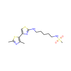 Cc1nc(C)c(-c2csc(NCCCCCNS(C)(=O)=O)n2)s1 ZINC000073169481