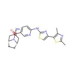 Cc1nc(C)c(-c2csc(Nc3ccc(C(=O)N4[C@H]5CC[C@@H]4C[C@H](N)C5)cn3)n2)s1 ZINC001772604598