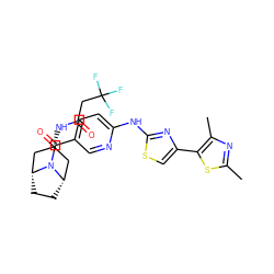 Cc1nc(C)c(-c2csc(Nc3ccc(C(=O)N4[C@H]5CC[C@@H]4C[C@H](NC(=O)CC(F)(F)F)C5)cn3)n2)s1 ZINC001772616555