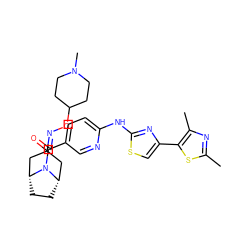 Cc1nc(C)c(-c2csc(Nc3ccc(C(=O)N4[C@H]5CC[C@@H]4CC(=NOC4CCN(C)CC4)C5)cn3)n2)s1 ZINC001772581760