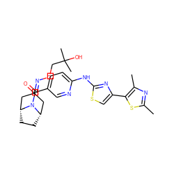 Cc1nc(C)c(-c2csc(Nc3ccc(C(=O)N4[C@H]5CC[C@@H]4CC(=NOCC(C)(C)O)C5)cn3)n2)s1 ZINC001772645918