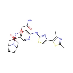 Cc1nc(C)c(-c2csc(Nc3ccc(C(=O)N4[C@H]5CC[C@@H]4CC(=NOCC(N)=O)C5)cn3)n2)s1 ZINC001772593160