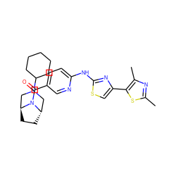 Cc1nc(C)c(-c2csc(Nc3ccc(C(=O)N4[C@H]5CC[C@H]4CN(C4CCCCC4)C5)cn3)n2)s1 ZINC001772618219