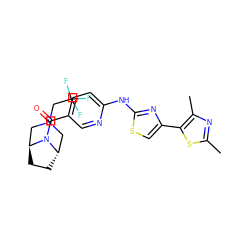 Cc1nc(C)c(-c2csc(Nc3ccc(C(=O)N4[C@H]5CC[C@H]4CN(CC(F)(F)F)C5)cn3)n2)s1 ZINC001772646847