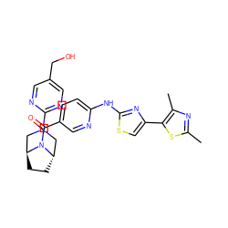 Cc1nc(C)c(-c2csc(Nc3ccc(C(=O)N4[C@H]5CC[C@H]4CN(c4ncc(CO)cn4)C5)cn3)n2)s1 ZINC001772632736