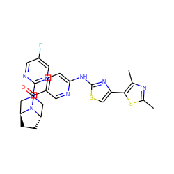 Cc1nc(C)c(-c2csc(Nc3ccc(C(=O)N4[C@H]5CC[C@H]4CN(c4ncc(F)cn4)C5)cn3)n2)s1 ZINC001772606808