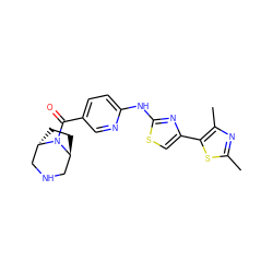 Cc1nc(C)c(-c2csc(Nc3ccc(C(=O)N4[C@H]5CC[C@H]4CNC5)cn3)n2)s1 ZINC001772643865