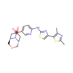 Cc1nc(C)c(-c2csc(Nc3ccc(C(=O)N4[C@H]5COC[C@H]4CC(=O)C5)cn3)n2)s1 ZINC001772576060