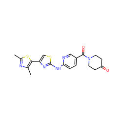 Cc1nc(C)c(-c2csc(Nc3ccc(C(=O)N4CCC(=O)CC4)cn3)n2)s1 ZINC001772646868